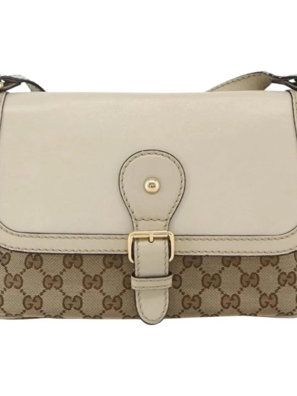 GUCCI GG Canvas Shoulder Bag Beige Gold 308452 Auth ka3497